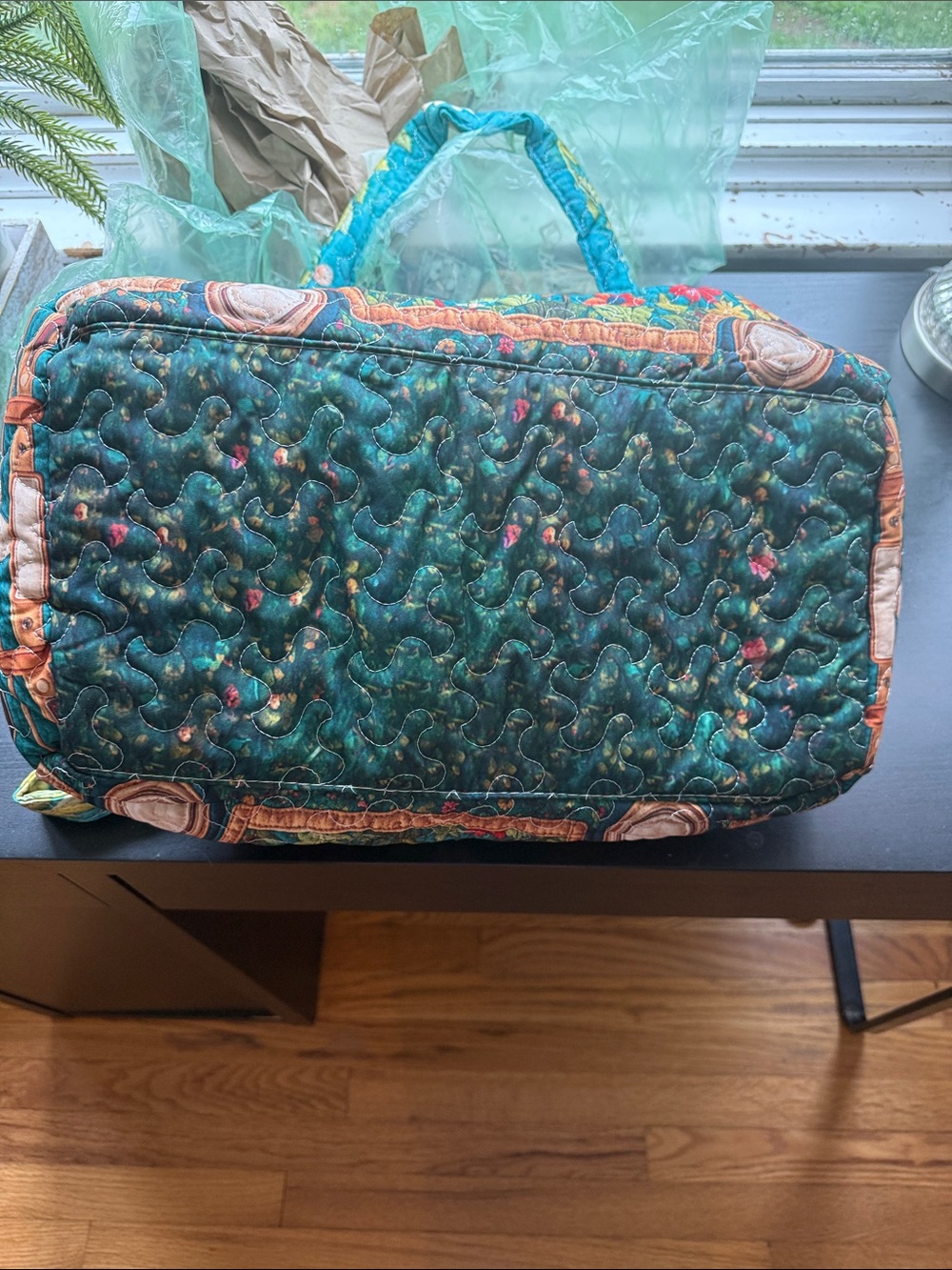 Quilted Floral Shoulder Bag in Teal - Picture 11 of 11